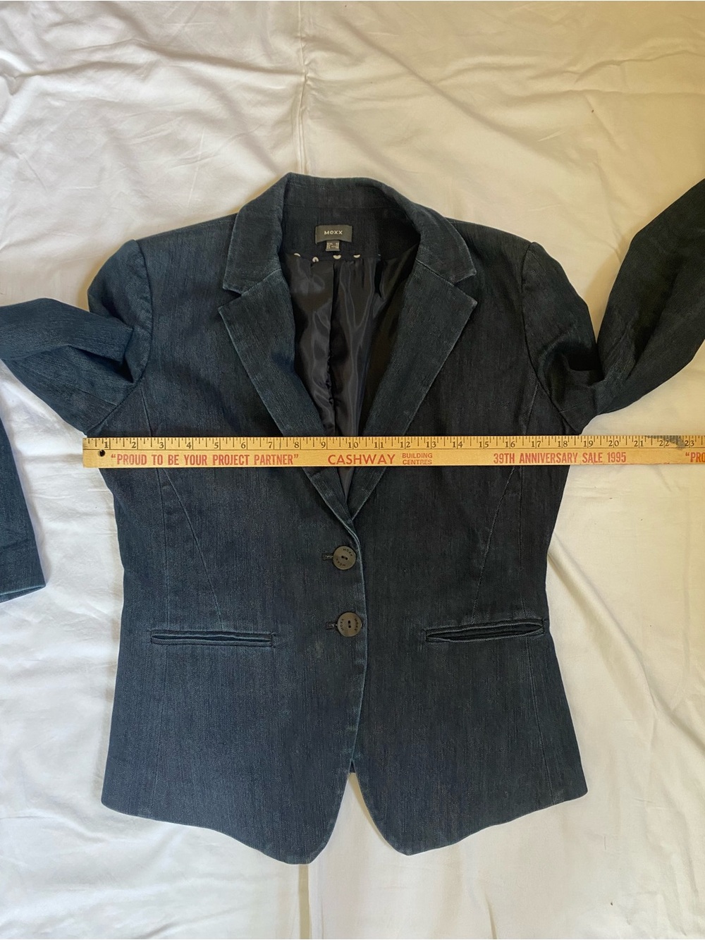 Mexx Y2K Dark Denim Fitted Blazer 40 elevated Grunge Western Cowgirl Corpcore - Picture 11 of 16